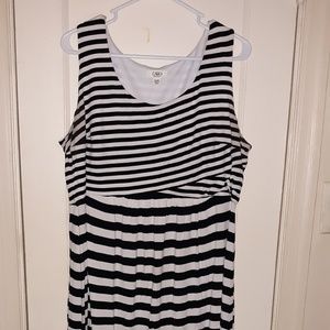 High-Low Stripe Sleeveless Plus Size Dress